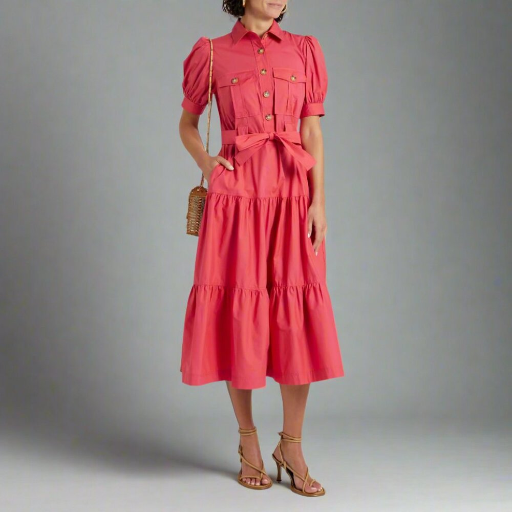 Derek Lam rose red Buffy Utility dress, size 0, NEW WITH TAGS!